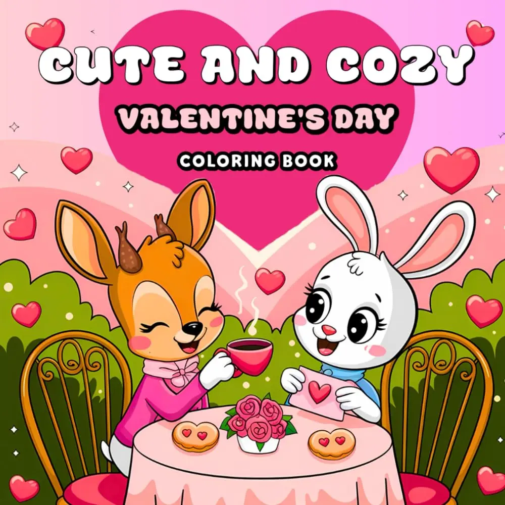 Cute and Cozy Valentine's Day Coloring Book: 50 Adorable, Bold, and Easy Valentine Designs to Color for Adults and Teens to Relax and Celebrate Love