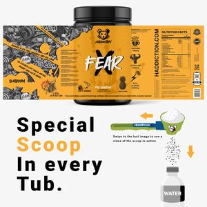 Fear X Pre-Workout | Custom Funnel Scoop in Every Tub | Intense Energy & Pump | Fitness Supplement Powder | Haddiction