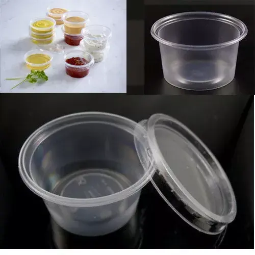 100x 4oz Clear Plastic Containers Tubs with Separate Lids Food Safe Takeaway. Preserving Containers Disposable Round Transparent Industrial 2