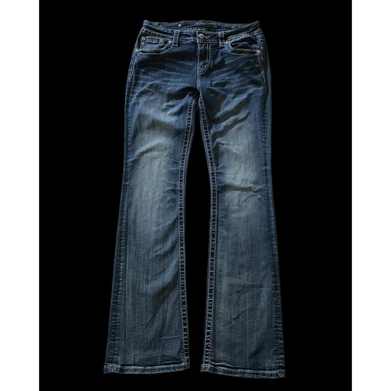 Y2K Fashion Retro Punk Llow Waist Bootcut Jeans Women Harajuku Wings Graphic Embroidered Pocket Pants Gothic Blue Denim Trousers Womenswear Bottom Streetwear Comfort 2