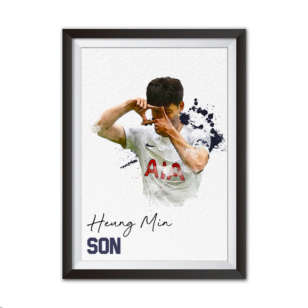 Heung Min Son A4 Watercolour Style Art Tottenham Hotspur FC Memorabilia No Frame Included Boys Bedroom Artistic Decor