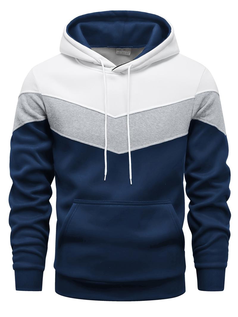 Product Introduction of Men's Color Block Hoodie - Casual Graphic Design Pullover with Kangaroo Pocket for Winter and Fall Streetwear - Great Gift Idea 1