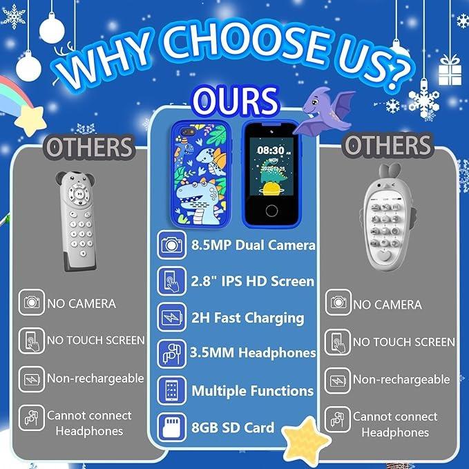 Kids Smart Phone Toys for Girls Boys Toddler Cell Phones Toy with Touchscreen Camera MP3 Learning Smartphone Childrens Fake Cellphone for 3 4 5 6 7 8 Year Old Christmas Birthday Gifts Ideas(Blue) 8