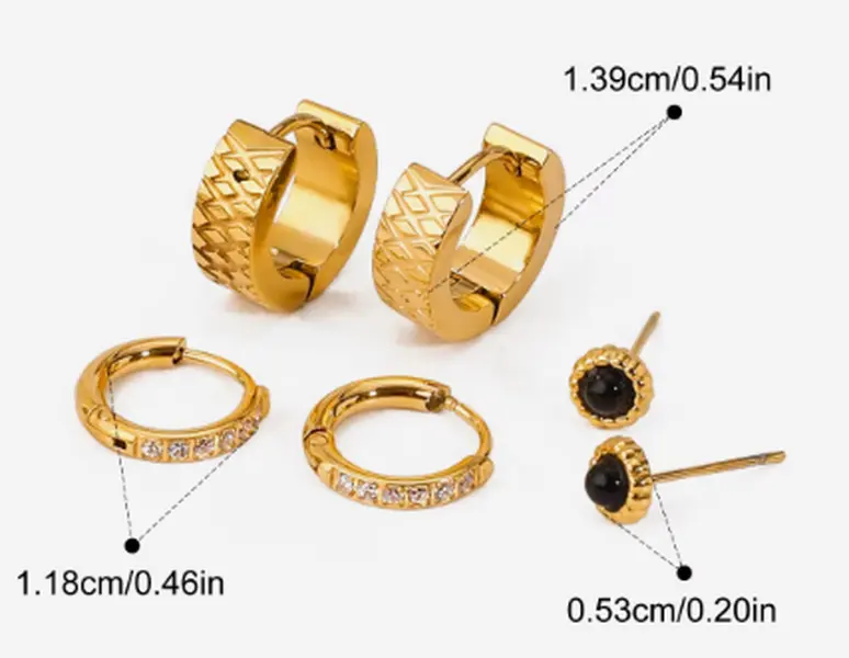Pack Of 3 Hoop Earrings & Stud