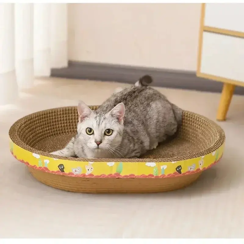 Cat Scratching Board Protect Furniture Grinding Claw Toys Oval Corrugated Paper Wear-resistant Cat Nest Cat Accessories 2
