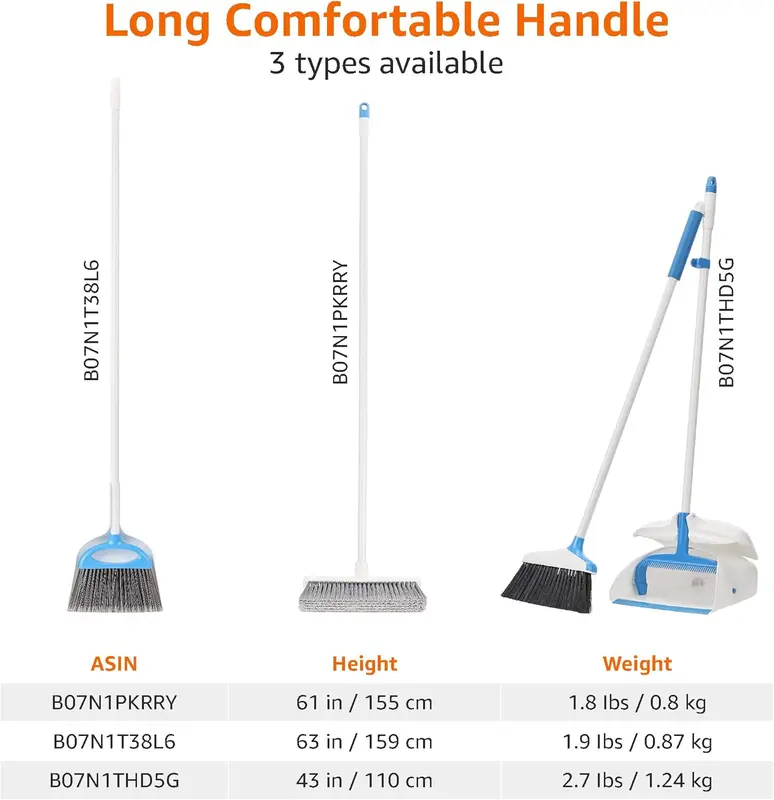Angled Push Broom, Blue&White - Perfect for Home Cleaning 4