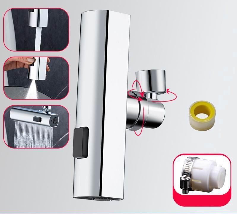 360° Swivel Tap Aerator 4 In 1 Kitchen Faucet Sink Tap Bathroom Spray Head Attachment Attachment Waterfall 15-22mm Water Saving Splash Proof 4