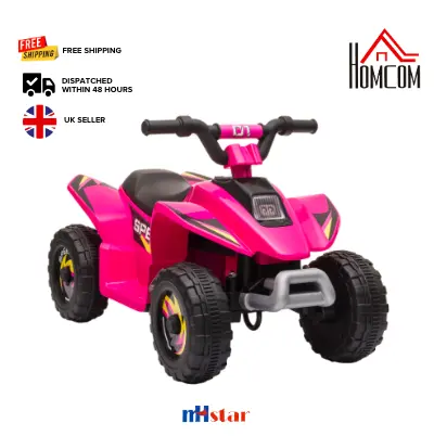 【Flash Sale】HOMCOM 6V Kids Electric Ride on Car ATV Toy Quad Bike Four Big Wheels w/ Forward Reverse Functions Toddlers for 18-36 Months Old. Fun, yet safe - 2.8-4.6 km/h speed range