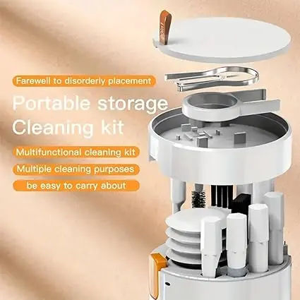 Mobile Cleaning Kit 20-in-1 Multifunctional Electronic Gadgets Cleaning Kit | Cleaning Set for Keyboard, Laptop, AirPods, Phone, Camera, Earbuds, Screen – Tools with Brushes, Spray Bottle, Keycap Puller, Air Blower, Cloth – All-in-One Tech Cleaner Set 1