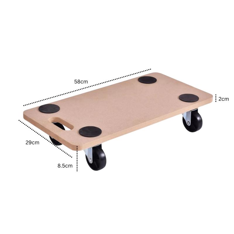 200KG Dolly Cart Trolley Wooden Wheeled Moving Platform with 4 Castors Barrow 4