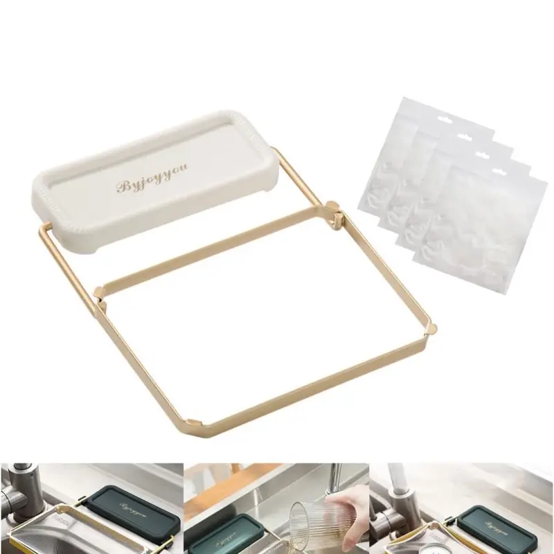 Kitchen Sink Drain Strainer with 100 Pcs Net Mesh Hanging Bags for Kitchen Leftovers, Garbage, Food Waste - White - Utensils Basket Tea Filter 8