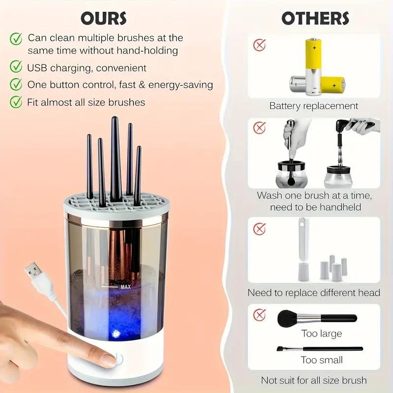 2 in 1 Multifunctional Upgraded Automatic Electric Makeup Brush Cleaner, Great Christmas Gift for Women Cleansing makeup brushes Cosmetic eco  tools new  make makeup  brush makeup  brush  cleaner 3