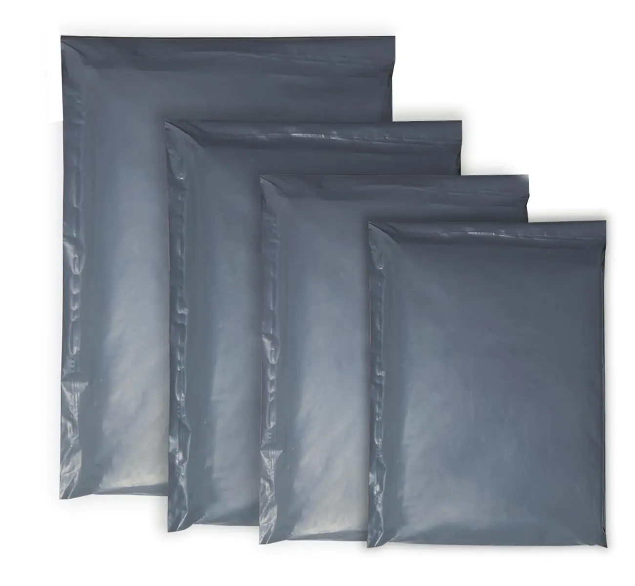 60 Mixed Size Self-Seal Mailer Bags | Tamper-Proof Plastic Packaging for Mailing, Postage, Shipping & Delivery | Grey (4 Sizes | Small to Large | 15 each)