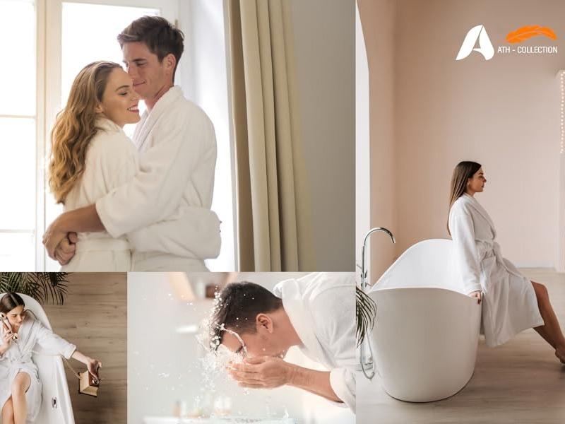 Men's & Ladies House Bathrobe Shawl 100% Egyptian Cotton Terry Towelling Hooded Luxury Robe Collar Dressing Gown Unisex Comfort Comfortable babylon Womenswear Light Summer Loungewear Plush Pockets Nightwear Soft Women Underwear Lady 1