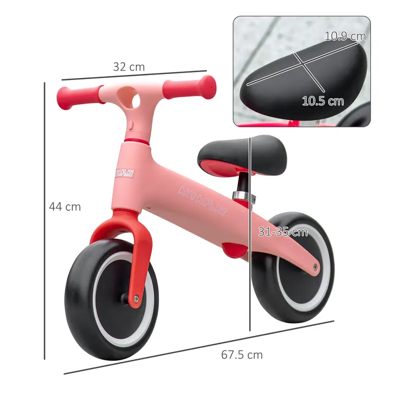 AIYAPLAY Toddler Balance Bike, Adjustable Seat Height, Lightweight Frame for Easy Control, Ideal for 1.5 - 3 Years Old, Pink | Aosom UK 2