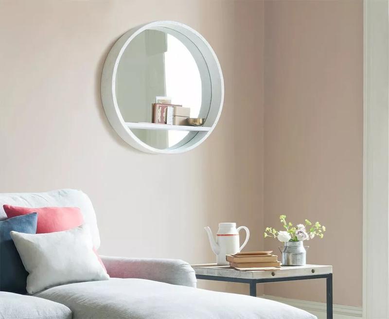 Round Wall Mirror Shelf White Porthole Bathroom Decor Home Hanging Bedroom Mount 2
