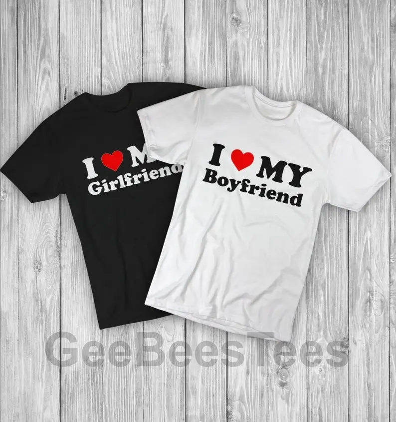 I Love My Boyfriend T-Shirt Gift Joke Mens Birthday Gift Top Tee Valentines Day