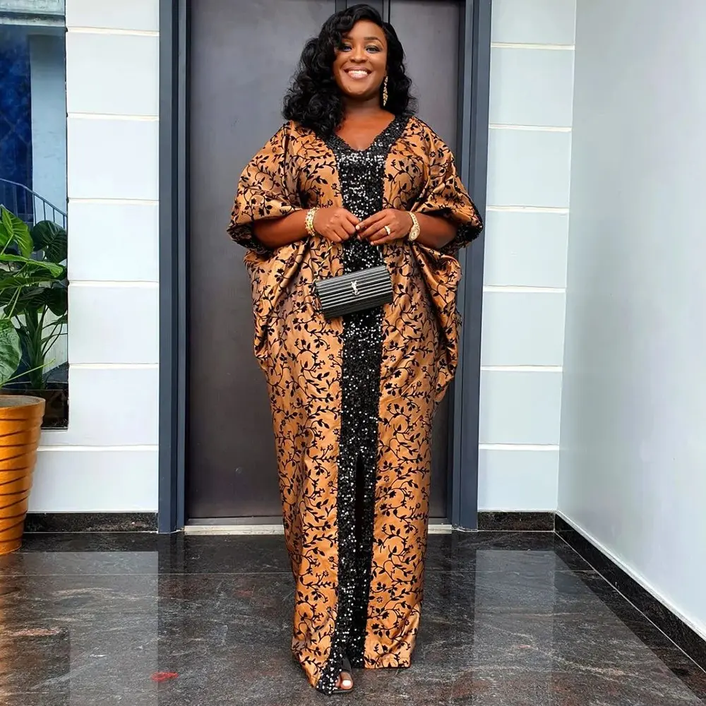 Boubou Dress - Brown/Black - African Robe - Bubu Dress Dress - African Womenswear, African Dress, African Loungewear