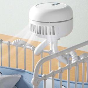 「Flash Sale」Flexible Clip Tripod Fan Baby Stroller Bladeless Fan Rechargeable Wireless Octopus Electric Fan with LED Light, Built-in Battery, 6 Gear Speed, Power Display, USB Charging, Fan without Blades