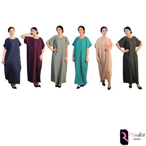 Premium Slip Dress Crepe Material One Size Made In Dubai  tshirt dress In 11 Colours Islam Casual Essential Half Sleeve Solid Elegant Casual Dress Basic Womenswear Simple Crew Neck Elegance Maxi Comfort Chic Modest Style Minimalist Fabric Soft abaya