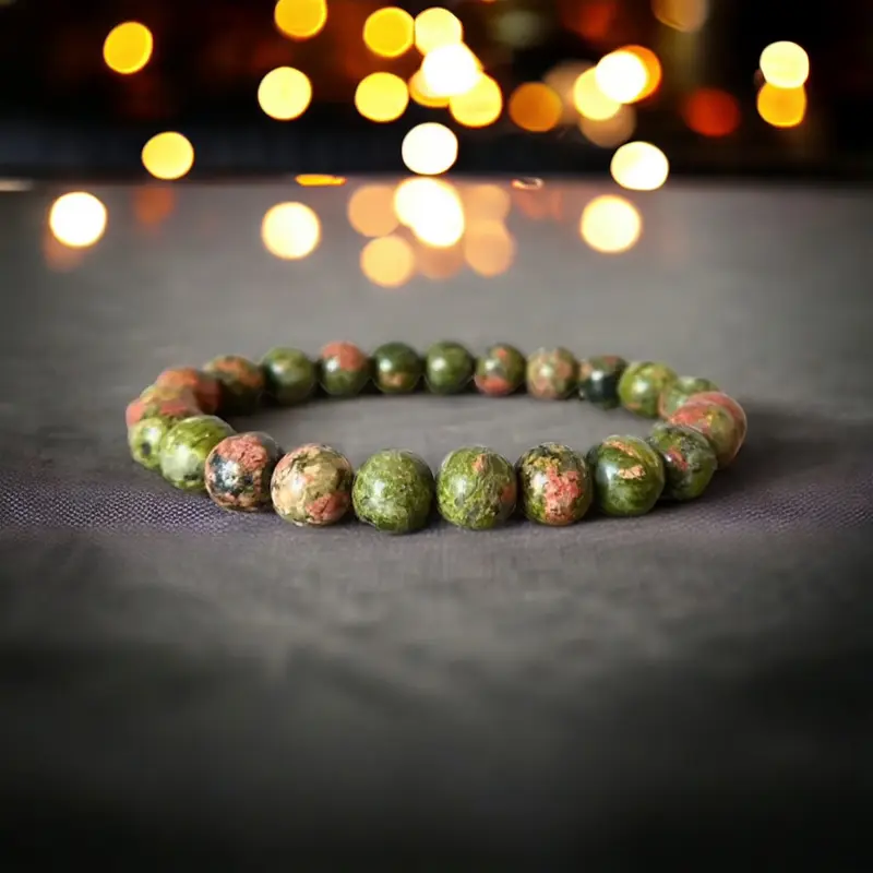 Unakite Beaded Bracelet - High-Quality Natural Stone Jewelry 0