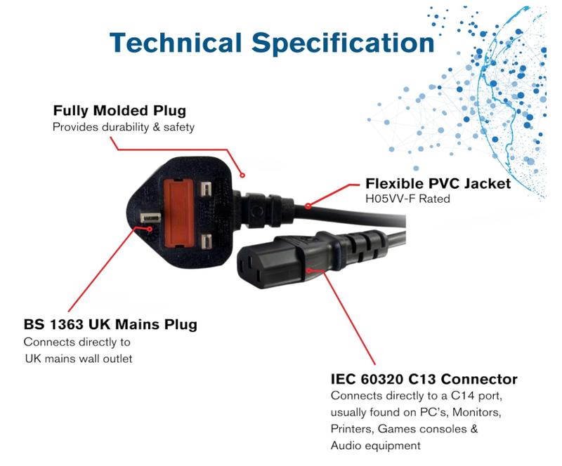 C2G 88513 2 Metre UK Power Cable (IEC320C13 to BS 1363) 6 Foot Kettle Lead/Power Cord, Black 2