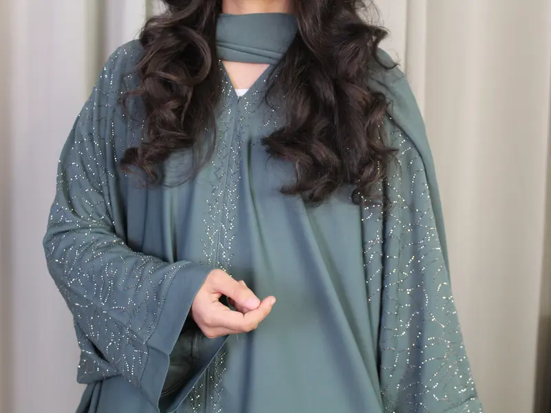 Arissa Abaya -Womens embroidery batwing sleeve abaya, modest womens clothing, hijab included, arabic islamic womens clothing, modest dress sizes 52-60 5