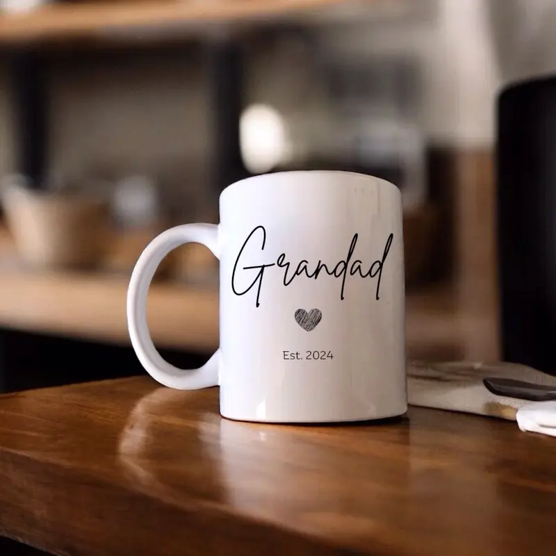 Premium Ceramic Nana and Grandad Mug Set - Personalized and Stylish Gift for New Grandparents - Printed, Coffee Drinkware Drink Washable Cup Reuse Reusable 1