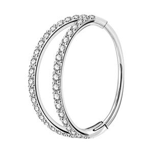 OUFER 20G Double Nose Hoop Conch Earring with CZ Helix Design
