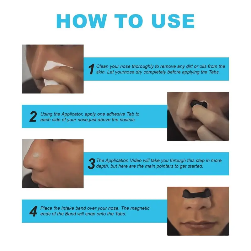 Magnetic Nasal Dilators for Nasal Breathing - Improve Sleep Quality and Reduce Snoring, 30pcs, Black Comfort Skincare Nose Strips Pack 7