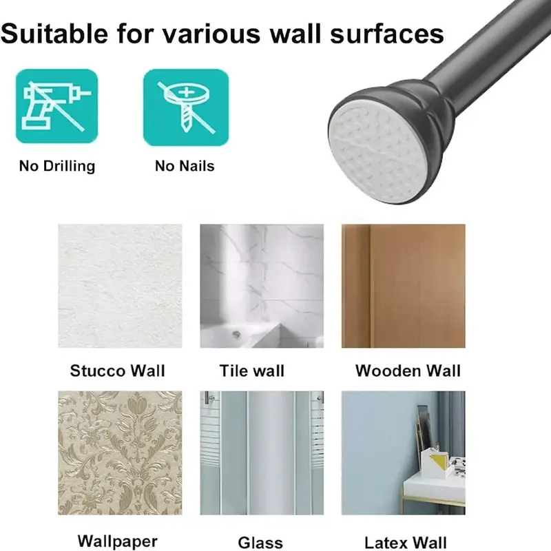WENI-Heavy Duty Extendable Telescopic Shower Curtain Pole Rail Rod Bath Door Window . Stainless Steel 3