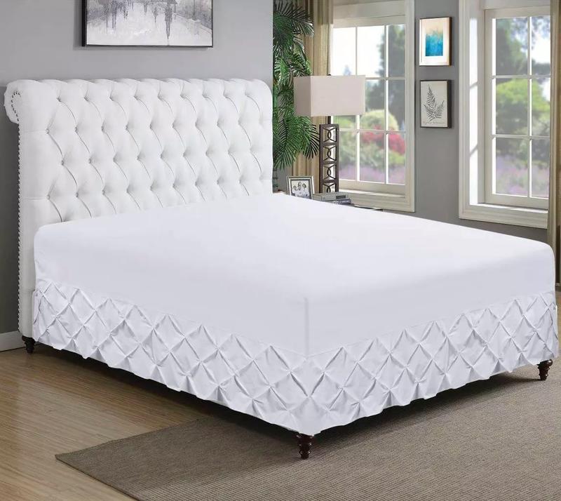 Pin Tuck Extra Deep Fitted Valance Bed Sheet 100% Egyptian Cotton Single Double King Bed Size 7
