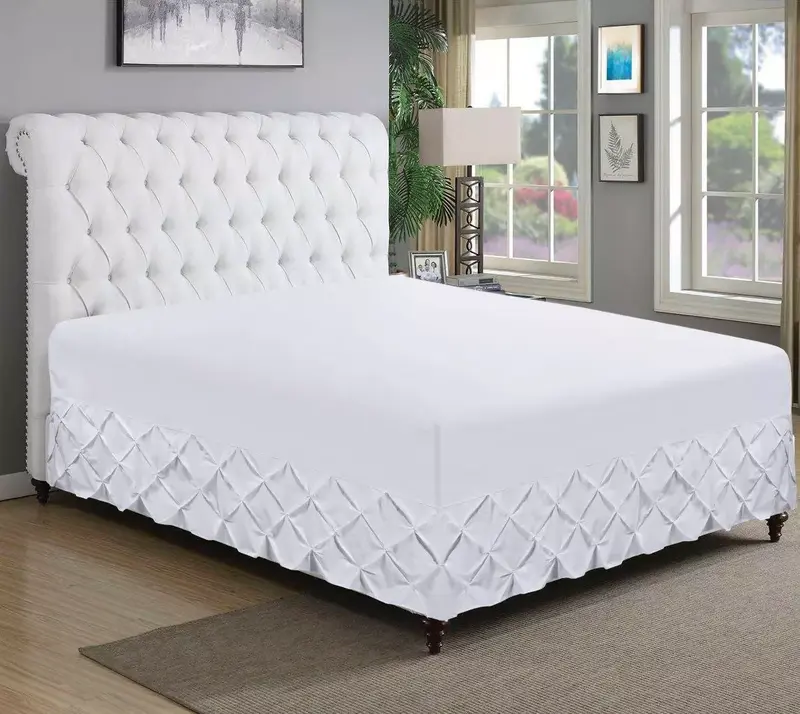 Pin Tuck Extra Deep Fitted Valance Bed Sheet 100% Egyptian Cotton Single Double King Bed Size 6