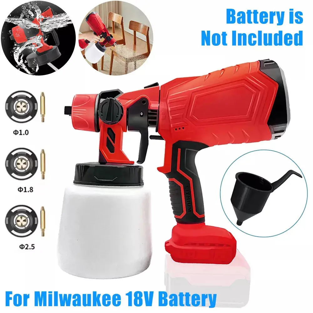 Electric Spray Gun Fence Wall Cordless Paint Airless Sprayer For Milwaukee 18 V