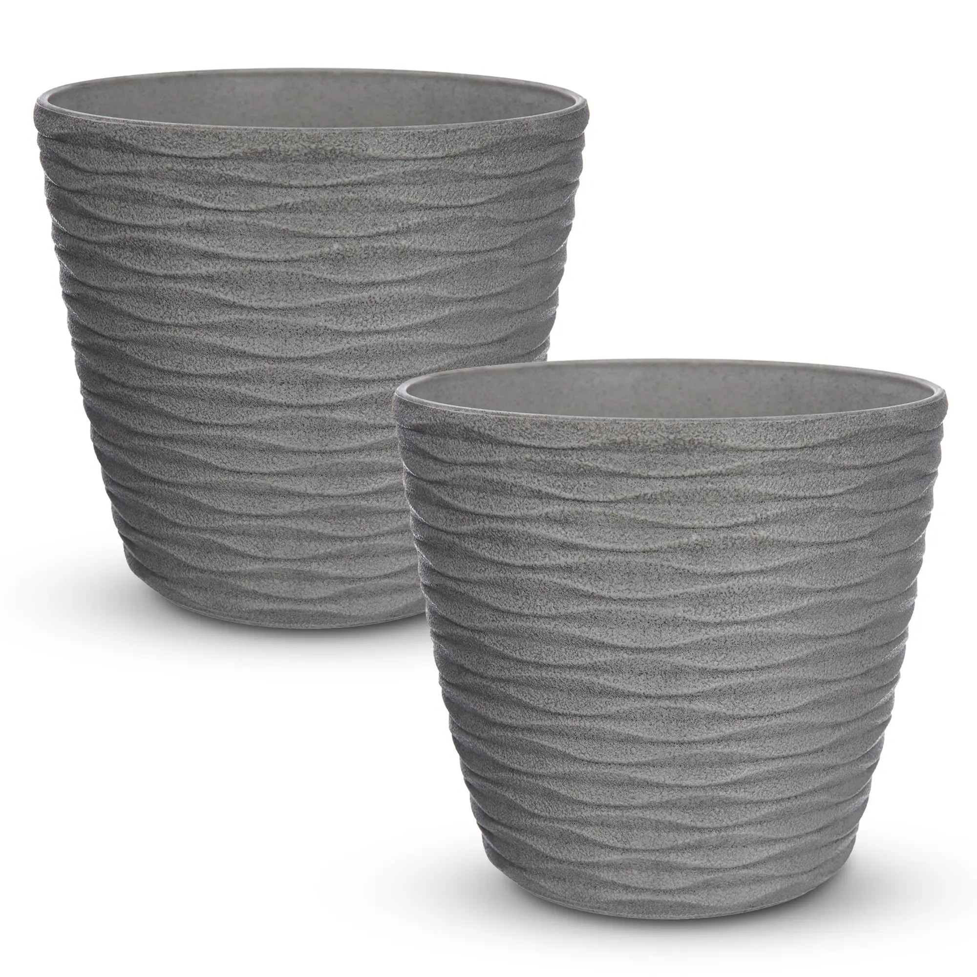 18cm Wave Grey Plant Pots Set of 2