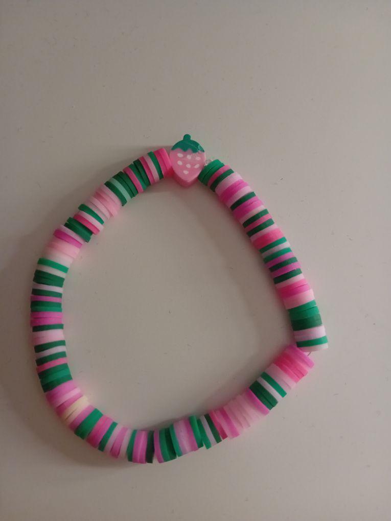 Product Introduction of Strawberry Shortcake Beaded Bracelet with Clay Charms for Women 1