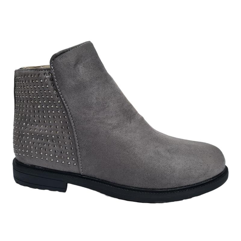 Girls grey stylish studded fashion boot with side zip 0