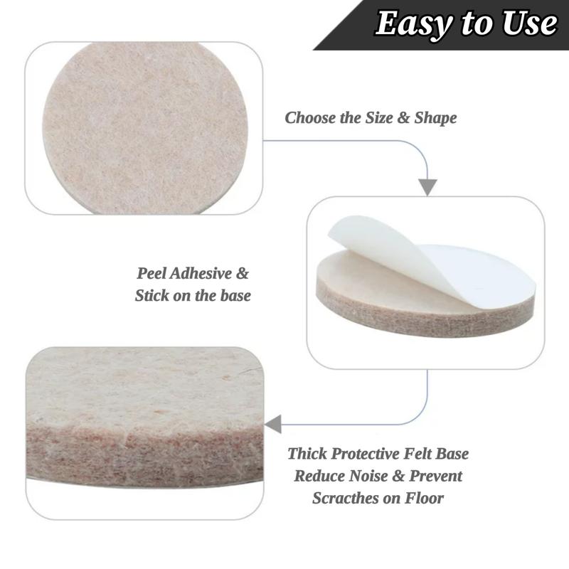 SELF ADHESIVE FELT STICKY PADS SQUARE ROUND WOOD FLOOR FURNITURE PROTECTORS 39pc 2