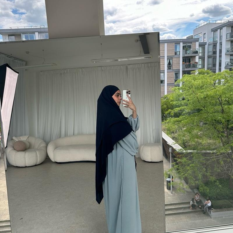Khimar and balloon sleeve Abaya set BLUE 4