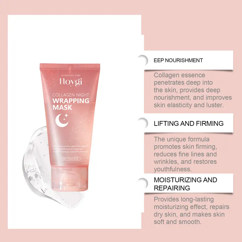 Collagen Overnight Wrapping Peel Off Facial Mask, 1/2 Counts Hydrating & Tightening Skin Care Mask, Elasticity & Hydration Care Facial Mask, Christmas Gift Hydrate Comfort 7