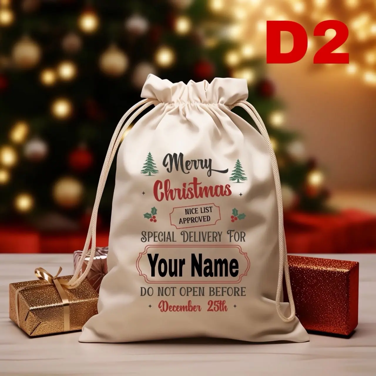 Christmas sack gift bag Special Delivery Personalised