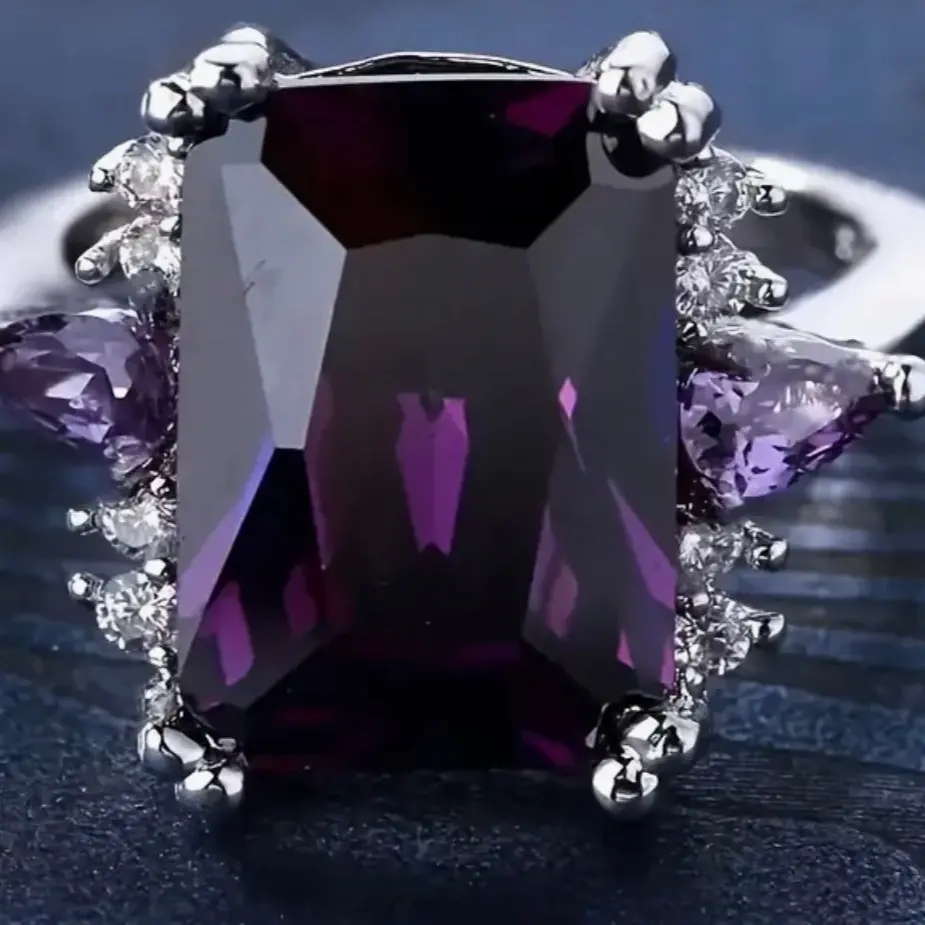 Square Purple Zircon Ring