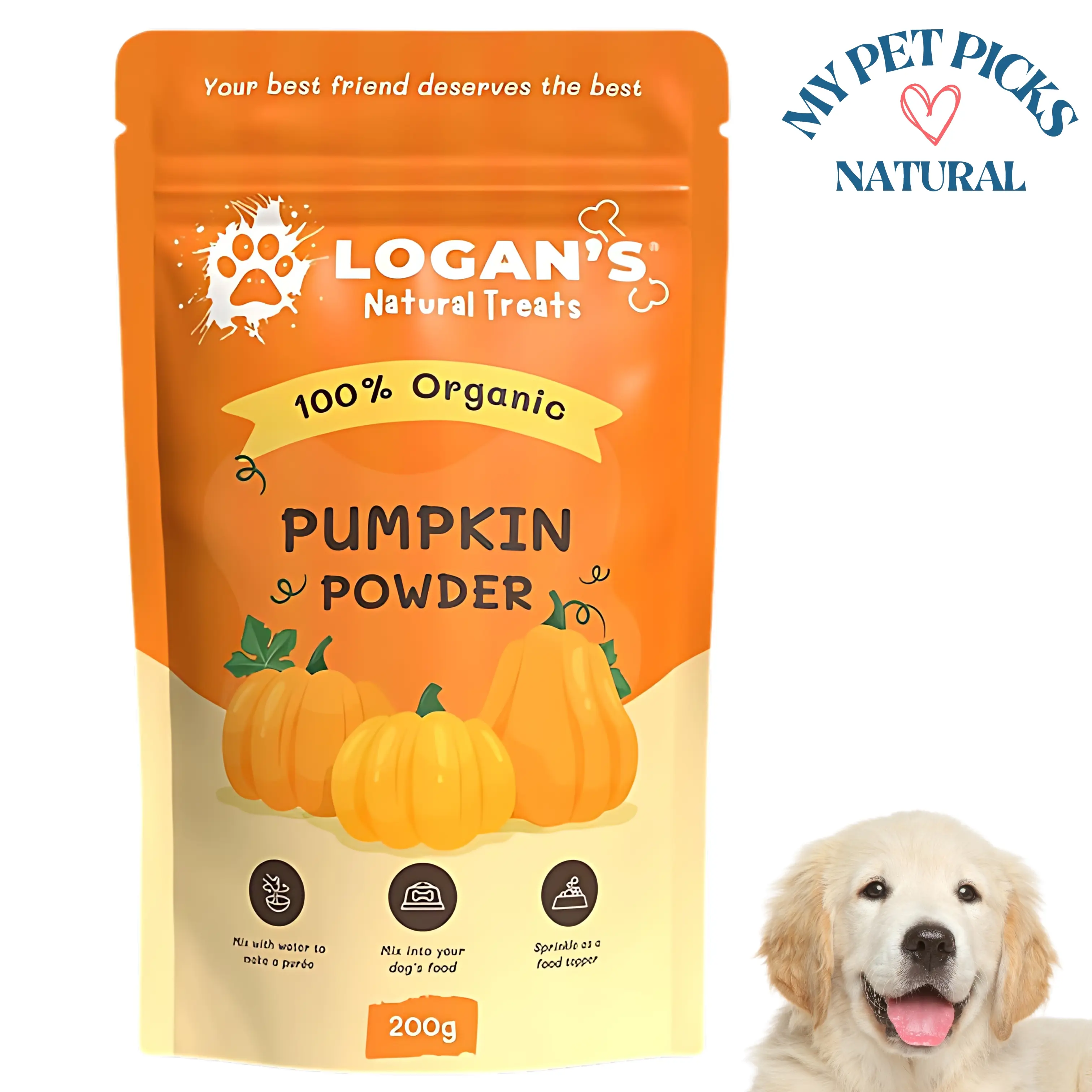 Pumpkin Powder 200g - Constipation, Diarrhoea + Digestion Aid, Rich in Fibre and Magnesium - Natural Dog Treat