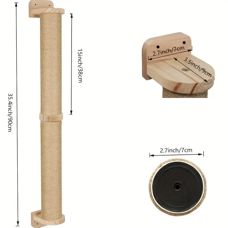 Wall Cat Tree - Space-Saving, Versatile Indoor Activity Center with Sisal Rope Scratching Board, Wooden Furniture, and Climbing Tube for Large and Small Cats - Perfect for Indoor 2
