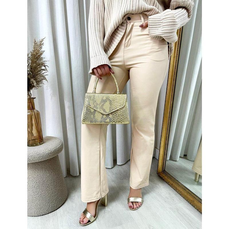 iKrush High Waisted Faux Leather Trouser i38437 High Waist   Regular Length    Workwear Partywear Plain Work Night Out 7