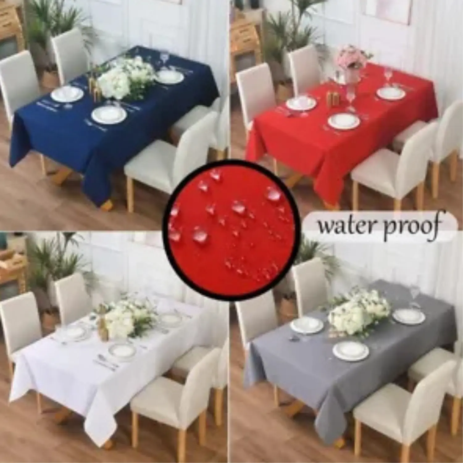 Rectangular Fabric Tablecloth – 150x300cm & 140x200cm – Available in 4 Stunning Colours