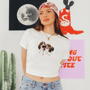 Beagle Print T-Shirt - Womens Baby Tee - Salty Pixie