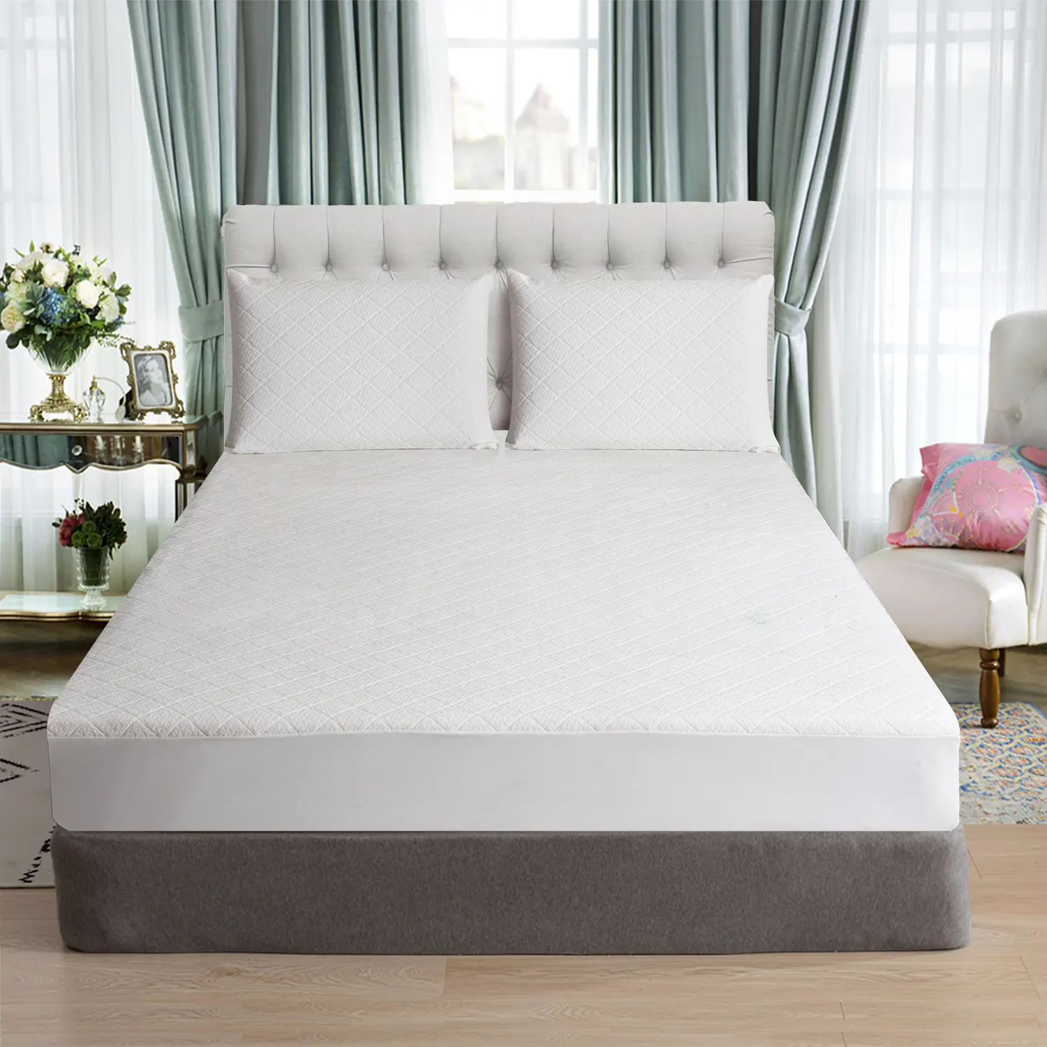 Bamboo Mattress Protector Waterproof, Hypoallergenic,Ultra Soft Breathable Cover&Protection Proof Anti Allergy Mattress Protector - Free PVC