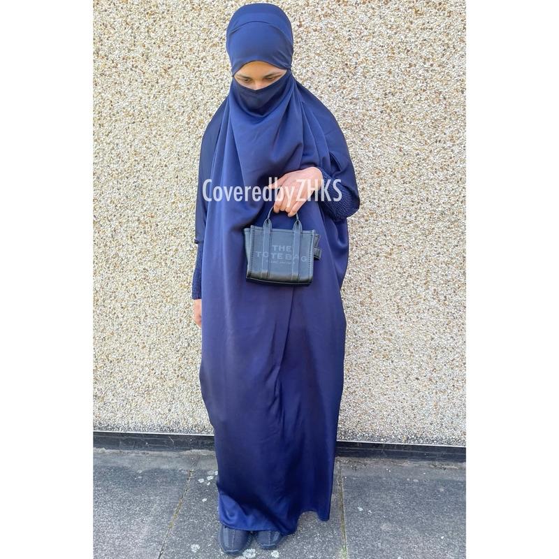Dark blue Women batwing sleeves 1 piece jilbab | islamic clothing | daily wear | Free Size | Ramadan | Eid| Jilbab | Hajj 1
