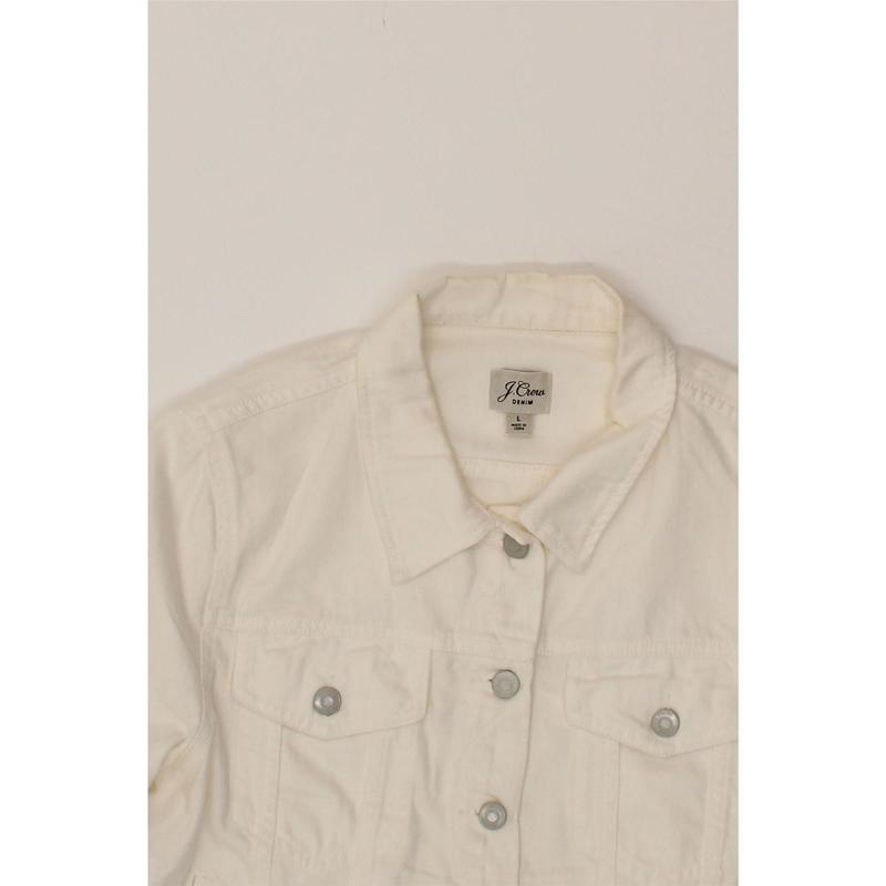Pre-Owned Vintage J. CREW Womens Denim Jacket UK 16 Large White Cotton 3